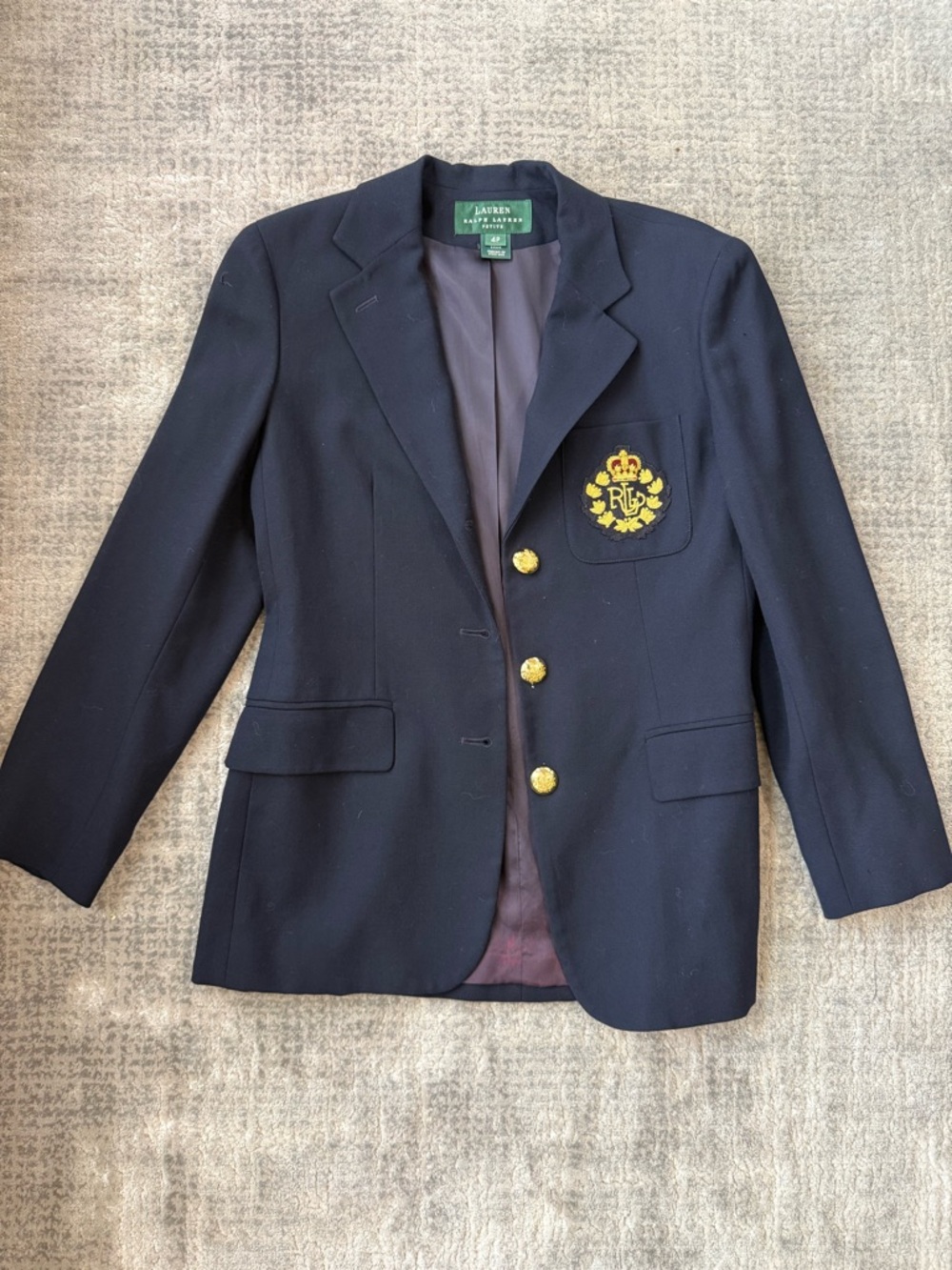 Ralph Lauren Navy Blue Crest Blazer with Gold Buttons